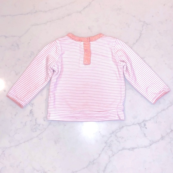EUC Gap Baby Girls’ Pink Heather Stripe Reversible Sweatshirt/ Top (6-12m) - Picture 4 of 7